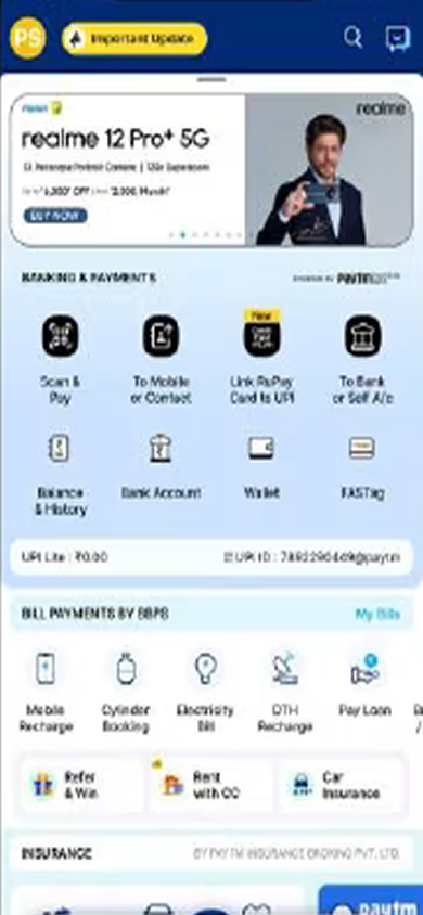 Paytm in-app ad