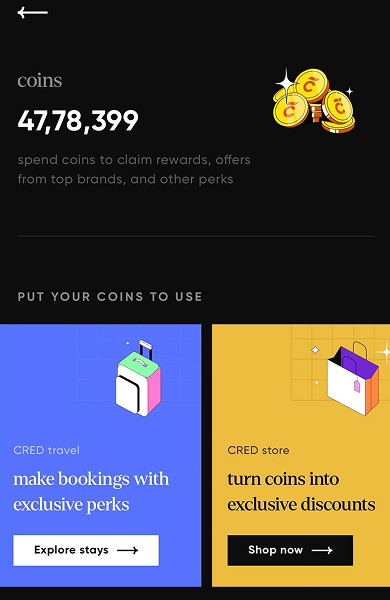 CRED coin offer screen
